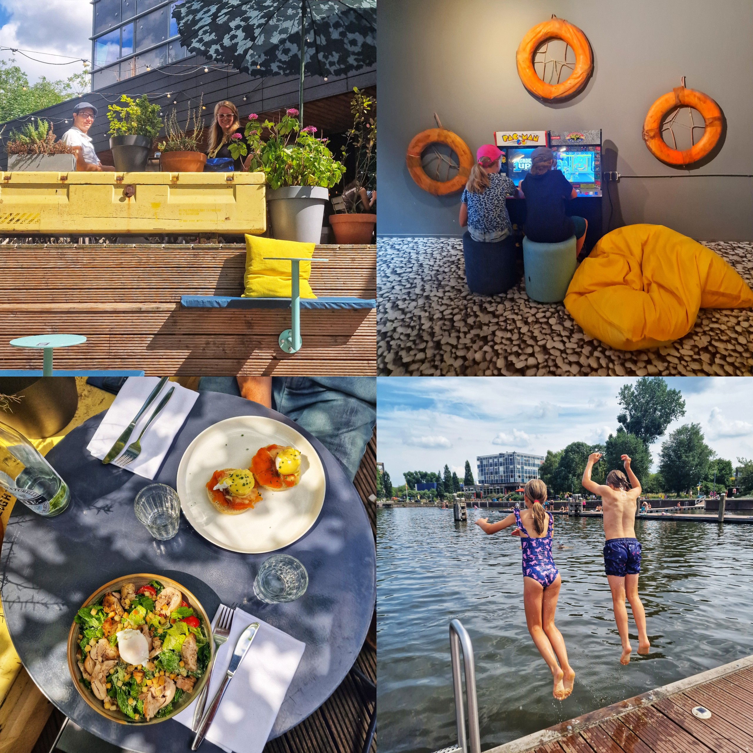 Kanteen25 Marineterrein Amsterdam: restaurant met speelruimte. Duurzaam restaurant Kanteen25 ligt op het Marineterrein in Amsterdam, niet alleen een prachtige plek, maar het heeft ook een toffe speelruimte. Of beter gezegd, twee speelruimtes, die nou eens niet alleen leuk zijn voor kleintjes, maar ook voor oudere kinderen en tieners. Vanaf het terras kijk je uit over de Dijksgracht en Nemo. Dit restaurant is dan ook leuk in combinatie met het Scheepvaartmuseum en met Nemo.