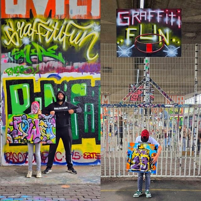 Graffitifun: kinderfeestje met kinderen of graffiti workshop tieners. Zoek je een leuk kinderfeestje voor kinderen, of een stoere hippe workshop met je tieners? Dan is een graffitiworkshop een aanrader. Zoonlief was als jong kind al eens bij een graffiti kinderfeestje van Graffitifun geweest. Nu deden onze tieners samen een graffiti workshop bij Graffitifun. Een aanrader voor kleine jongens en meisjes en voor tiener jongens en meiden.