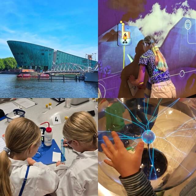 NEMO Science Museum in Amsterdam met kinderen en tieners.