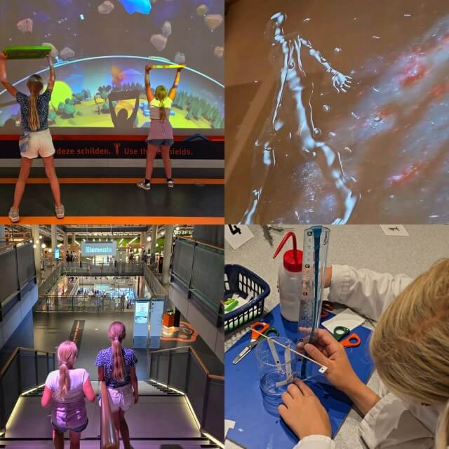 Bij Elementa op de derde verdieping van NEMO Science Museum in Amsterdam ga je op ontdekkingsreis door het heelal. Je kijkt een film op een groot scherm en vangt meteorieten. Ook kun je hier proefjes doen in het laboratorium.