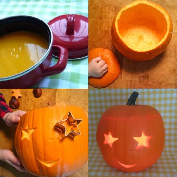 Herfst recepten voor kinderen: onze makkelijke favorieten. Het hoort bij de herfst: pompoensoep maken, waarmee je dan gelijk een lampion kan maken.