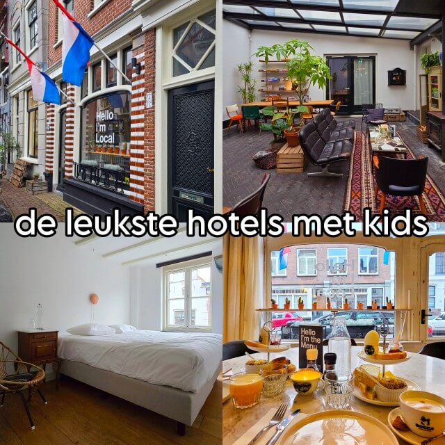 Kindvriendelijke hotels in Nederland met kinderen en tieners. Met ons meisje sliep ik een nachtje bij boutique hostel Hello I'm local aan de rand van het centrum van Haarlem. Dit betaalbare hotel is ingericht in een fijne vintage stijl en veel goedkoper dan de meeste hotels. Wij hadden een kamer met privé douche en wastafel. Op de gang waren gedeelde toiletten. De deuren vallen automatisch in het slot, dus je moet wel even het pasje meenemen als je naar de wc gaat. Met kinderen en tieners moet je vanzelfsprekend op een privékamer slapen.