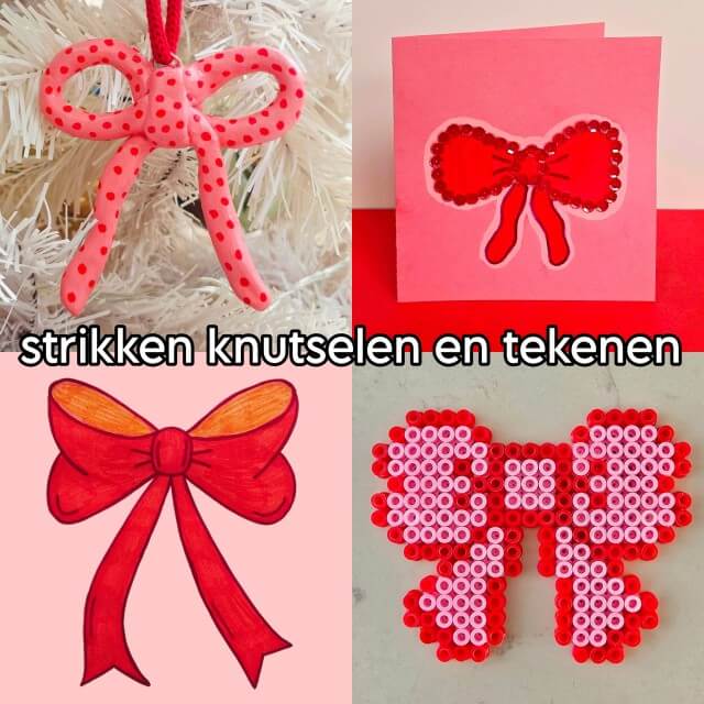 Strik tekenen en knutselen: leuke ideeën voor strikken. Op zoek naar een leuk idee om een strik te tekenen en knutselen? Hier vind je leuke knutsels en tekeningen met strikken. Leuk in het najaar en de winter, met Sinterklaas en met kerst. Met ideeën voor peuters, kleuters, kinderen, tieners en volwassenen.