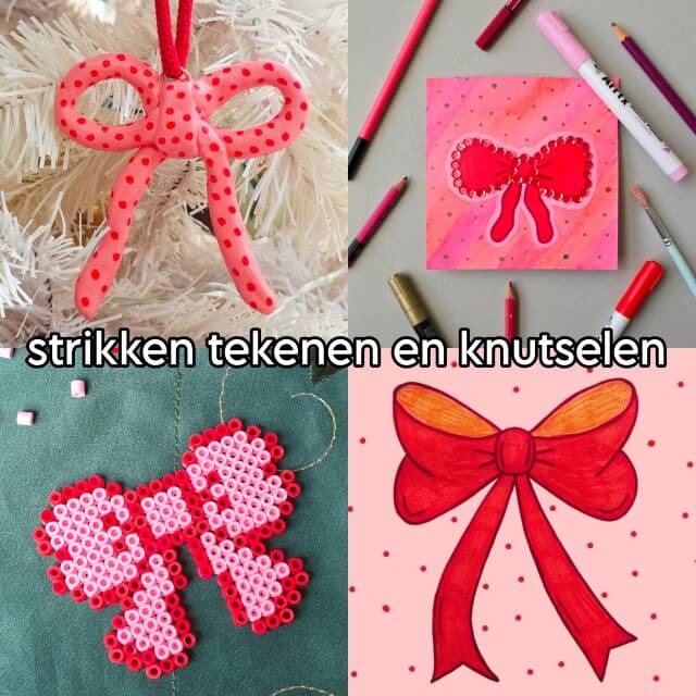 Strik tekenen en knutselen: leuke ideeën voor strikken. Op zoek naar een leuk idee om een strik te tekenen en knutselen? Hier vind je leuke knutsels en tekeningen met strikken. Leuk in het najaar en de winter, met Sinterklaas en met kerst. Met ideeën voor peuters, kleuters, kinderen, tieners en volwassenen.