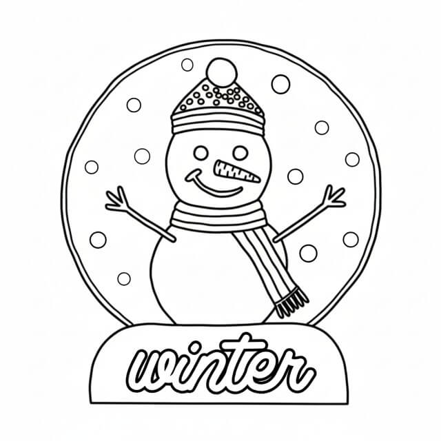Winter knutselen met kinderen: 50 leuke ideeën voor peuters, kleuters, kinderen en tieners. Deze winter sneeuwbol met sneeuwpop tekende ik. Vervolgens maakte ik er een cartoon kleurplaat van.