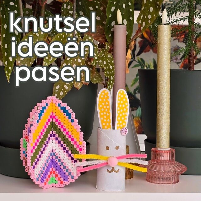 Knutselen voor Pasen: heel veel leuke ideeën met kinderen. Pasen en de lente zijn altijd een goede reden om te knutselen met kinderen. Een paashaas, paaskuiken, lammetjes, paaseieren en nog veel meer leuks. Met gekleurd papier, strijkkralen, pijpenragers, stempels, zoutdeeg, wc rolletjes en andere materialen. Zowel makkelijke ideeën om te knutselen voor Pasen met peuters en kleuters, als moeilijkere tips voor oudere kinderen en tieners.