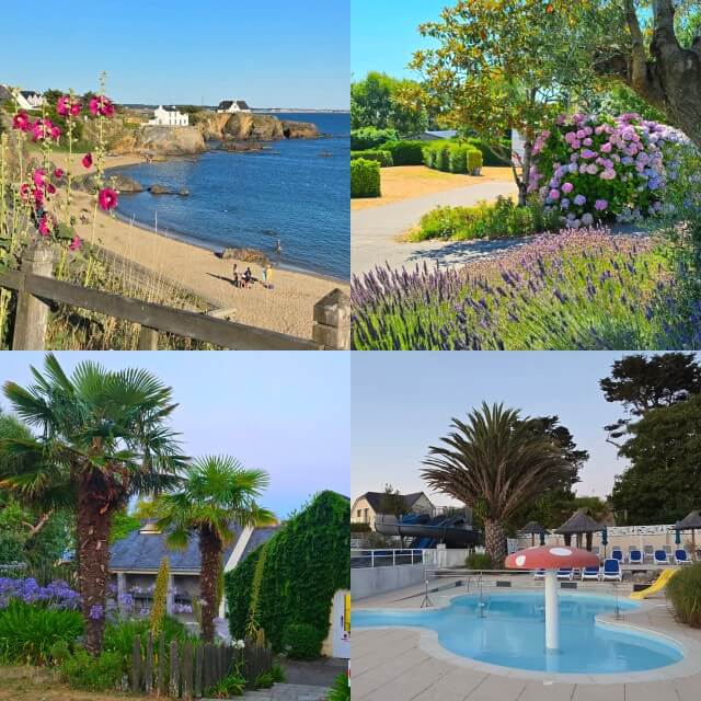 Camping les Embruns: prachtige camping vol bloemen in Bretagne. Camping les Embruns is een prachtige camping in Finistere in Bretagne. Misschien wel de mooiste camping van Frankrijk. Vol bloemen, vlakbij het strand, met binnenzwembad en buitenzwembad.