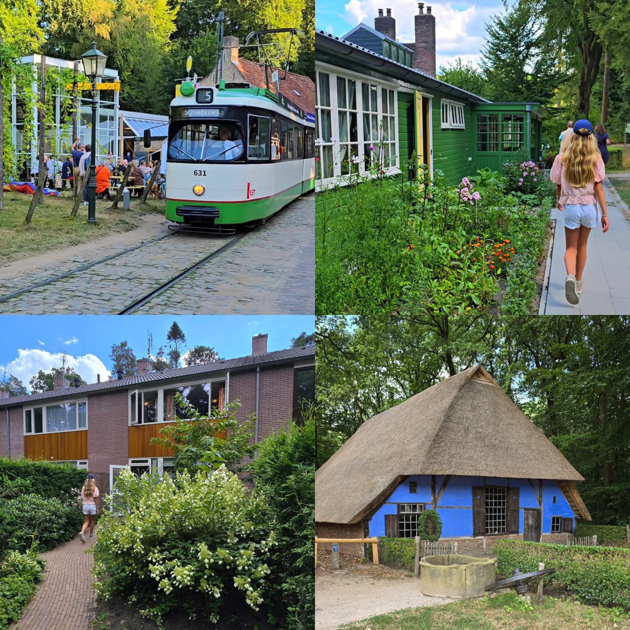Bij het Nederlands Openluchtmuseum in Arnhem waan je je terug in de tijd. Je gaat langs gebouwen en dorpen uit allerlei tijden. Dat zijn bijvoorbeeld oude boerderijen en molens, maar ook recentere doorzonwoningen of zo'n typische stacaravan. Je kunt door het park wandelen, maar je kunt ook een historische tram pakken.