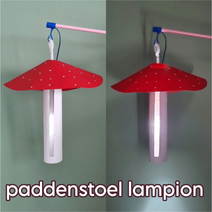 Paddenstoel lantaarn knutselen. Op zoek naar een leuke lampion om zelf te maken? Deze paddenstoel lantaarn kun je van een lege keukenrol knutselen.